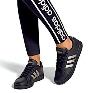 ✨HP✨ Adidas Black Silver Grand Court Sneakers, NWT!